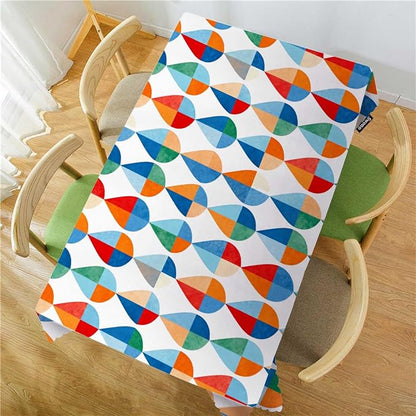 Swono Drop Shapes Rectangle Tablecloth Colorful Modern Drop Shapes Table Cloth Dining Table Cover for Home Kitchen Restaurant Party Buffet Picnic, 52x70 Inch