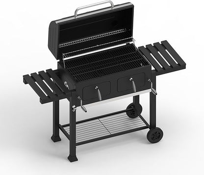 OLP8510CG Extra Large Dual Zone Charcoal Grill, 790 Square Inch Cooking Surface, With Thermometer and Warming Tray, Black