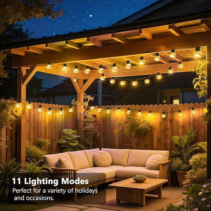 Outdoor String Lights Plug in, 25ft 20 LED Bulbs Hanging Patio Lights Dimmable with Timer & Remote, Globe Bulb Shatterproof & Waterproof for Indoor Backyard Balcony Decor - Warm White & Multi