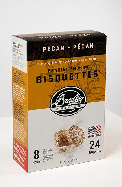 Bradley Smoker Pecan Bisquettes for Grilling & BBQ, 24 Pack
