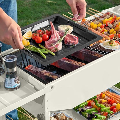 GIZNXBA Portable Charcoal Grill Foldable, Portable BBQ Charcoal Grill with Shelf, BBQ Lamb Skewer Folded Camping Barbecue Grill for Garden Backyard Party Picnic Travel Outdoor(Color:/Black)