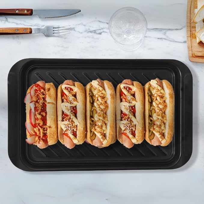 TP 17" x 10.5" Grilling Prep and Serve Trays, Set of 2, Black&White | Melamine BBQ Trays, Serving Platters for Meats, Raw and Cooked Food Separation, Grill Accessories, Break-resistant