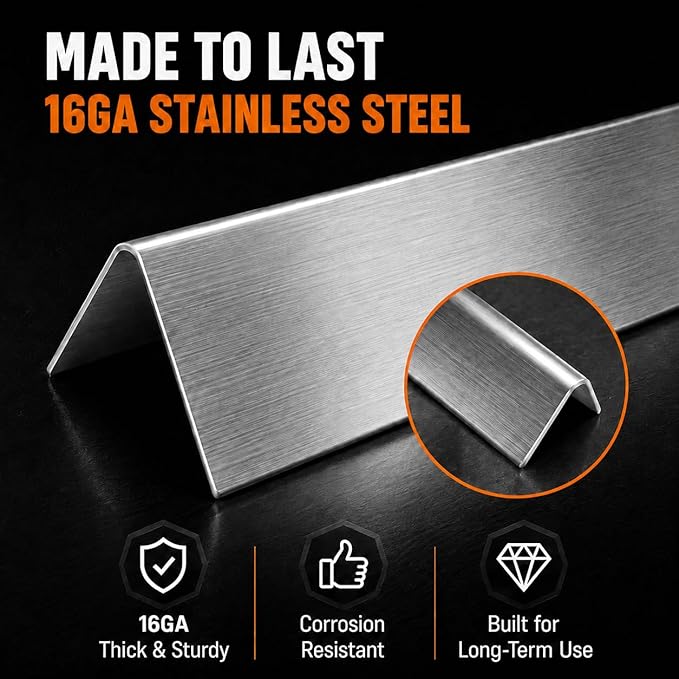 Uniflasy 7540 Flavorizer Bars for Weber Genesis E-310 E-320 S-310 S-320 Side-Control Grills, 24.5 in Heat Plates for Weber Genesis 300 Series,16GA Stainless Steel 5-Pack, Replaces 7539