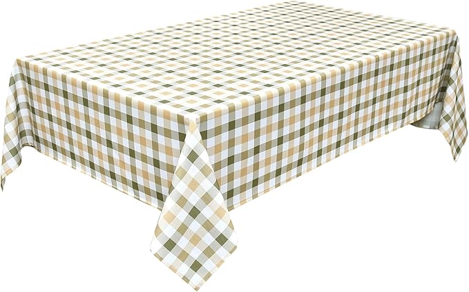 Classic Gingham Tablecloth Fabric - Oblong 58x120 Water Resistant Chequered Pattern Table Cloth for Indoor/Outdoor Use - Tabletop Cover for Birthday, Picnics, Gardens, and Parties