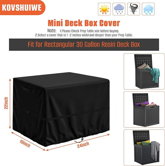 Kovshuiwe 30 Gallon Deck Box Cover Fit for 30 Gallon Resin Deck Box | Waterproof 600D Oxford Fabric, Tear-resistant Storage Box Cover, 24"L x 19"W x 22"H（Only Cover）