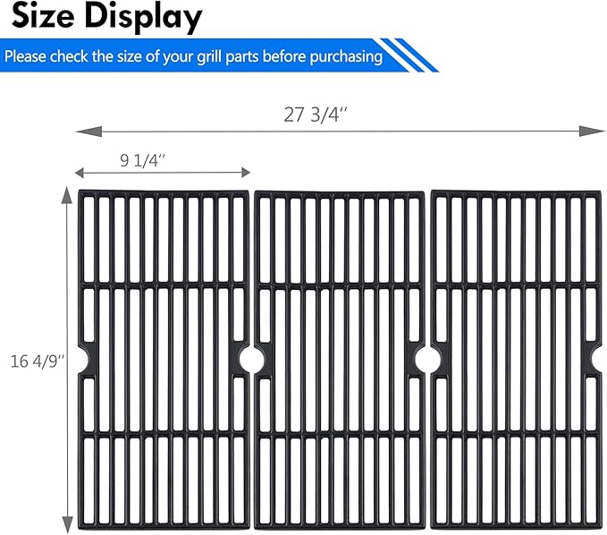 DGF493BNP DGH474CRP Grill Grates Replacement Parts for Dyna Glo Grill Grates 4 5 Burner Gas Grate DGF493PNP-D DGB495SDP-D Backyard BY13-101-001-12 Uniflame GBC1134W Cast Iron Cooking Grates Grids