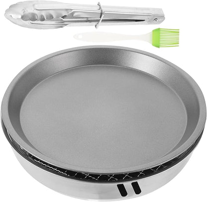 TEHAUX Portable Charcoal Grill for Camping Outdoor Bbq Rack 28cm Non-stick Disposable Barbecue Stove Brush Accessory for Picnic and Tailgate Random Color