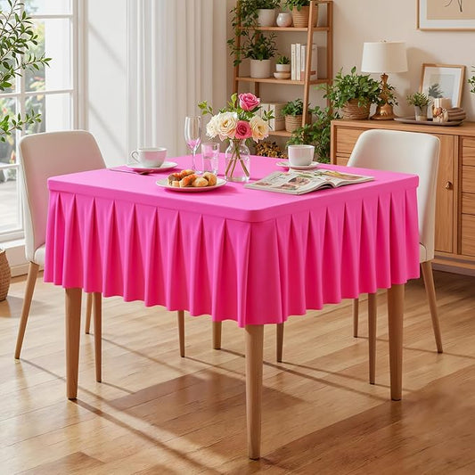 PARTISKY Hot Pink Spandex Square Tablecloths 34x34 Inch 4 Pack, Wrinkle Free Fitted Card Table Cloth Stretch Square Table Cover for Kitchen Dinner, Holiday Party, Wedding Banquet, Display Trade Show
