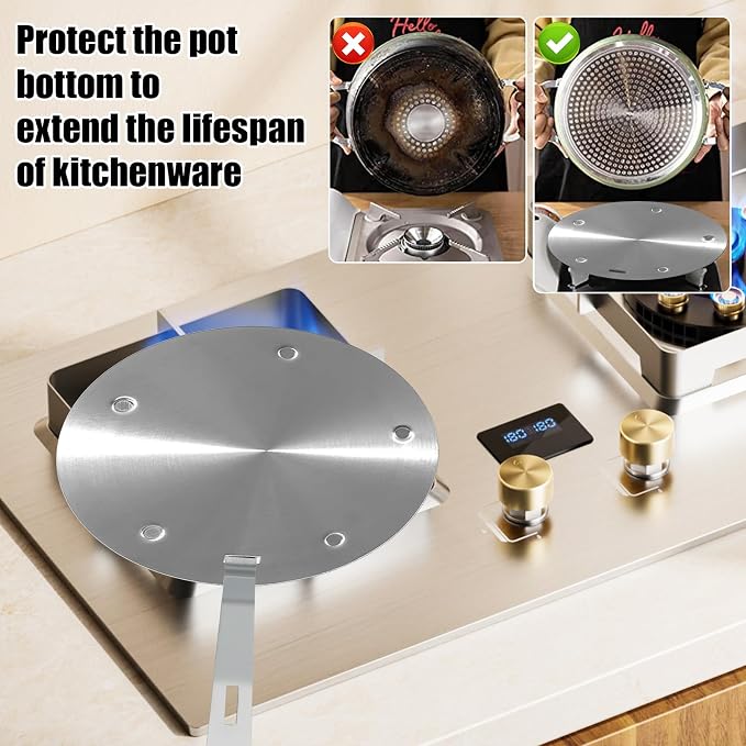 Longzhuo Heat Diffuser Plate, Grouarty Stainless Steel Induction Plate, Induction Cooktop Converter Plate with Handle, for Electric Gas Glass Cooktop Hob Ring (6.29 inches (16 cm))