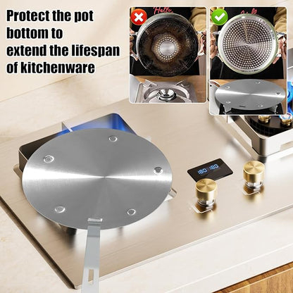Longzhuo Heat Diffuser Plate, Grouarty Stainless Steel Induction Plate, Induction Cooktop Converter Plate with Handle, for Electric Gas Glass Cooktop Hob Ring (6.29 inches (16 cm))