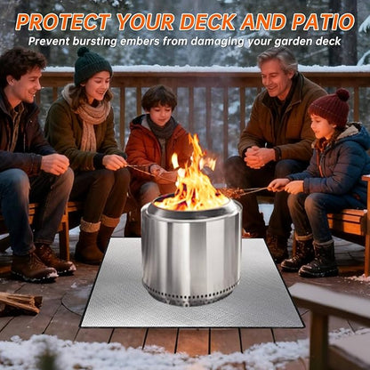 DocSafe 40 x 40 inches Square Fire Pit Mat,4-Layer Fireproof Under Grill Mat Heat Insulated Indoor Fireplace Pad Protector for Deck,Patios,Grass,BBQ Smoker, Portable Reusable Oil-Proof and Waterproof