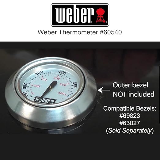 Weber 60540 Charcoal, Spirit, Q Grill Replacement Thermometer, 1-13/16" Diameter