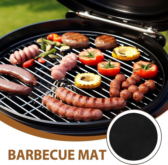 Hemoton 2-Pack Round Silicone Bbq Grill Mats 15.74In Nonstick Reusable Cooking Pads for Outdoor Gas Charcoal Electric Grills Heat Resistant Grill Mat