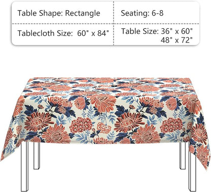 LVTXIII Rectangle Outdoor Tablecloth with Umbrella Hole and Zipper, Water-Repellent 60 x 84 Inch Patio Table Cover for Picnic, Garden, Backyard Dining, Vibrant Blossom