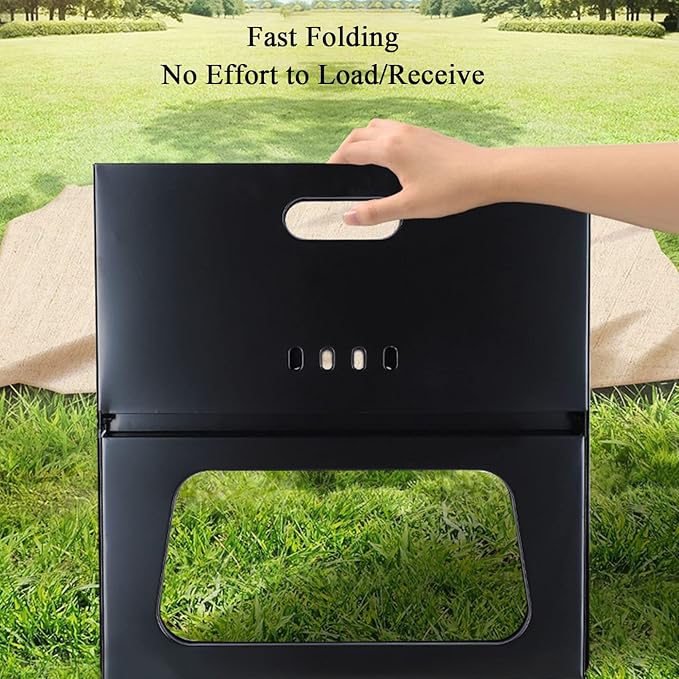Foldable Charcoal Grill, Portable BBQ Barbecue Grill Lightweight Simple Grill for Outdoor Cooking Camping Hiking Picnics Garden Travel Suitable for 3-5 people
