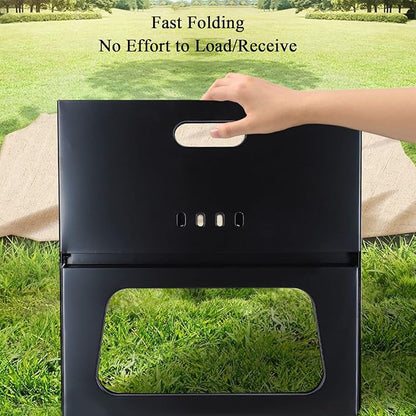 Foldable Charcoal Grill, Portable BBQ Barbecue Grill Lightweight Simple Grill for Outdoor Cooking Camping Hiking Picnics Garden Travel Suitable for 3-5 people