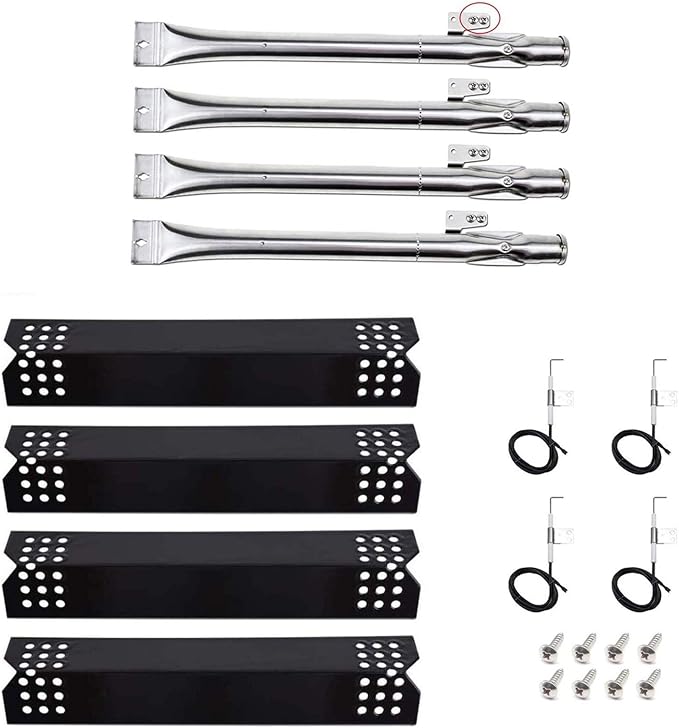 Replacement Parts for Nexgrill 720-0830H, 720-0783E, Ken more 720-0830A, 122.33492410 Grills, 4 Pack Replacement Grill Burner Tubes, Grill Heat Plate Shields and Grill Igniters for BHG 720-0783H Grill