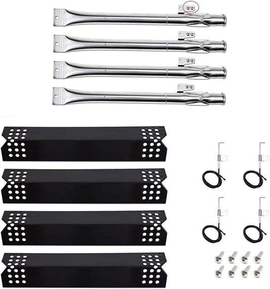 Replacement Parts for Nexgrill 720-0830H, 720-0783E, Ken more 720-0830A, 122.33492410 Grills, 4 Pack Replacement Grill Burner Tubes, Grill Heat Plate Shields and Grill Igniters for BHG 720-0783H Grill
