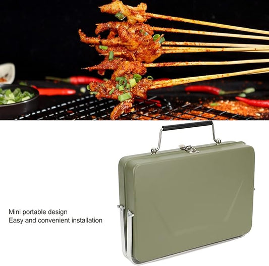 Barbecue Grill, Charcoal Grill Folding Portable Lightweight Barbecue Grill Tools Portable Charcoal BBQ Grill Folding Notebook Grill for Camping Outdoor Cooking Backyard Picnic(Green)