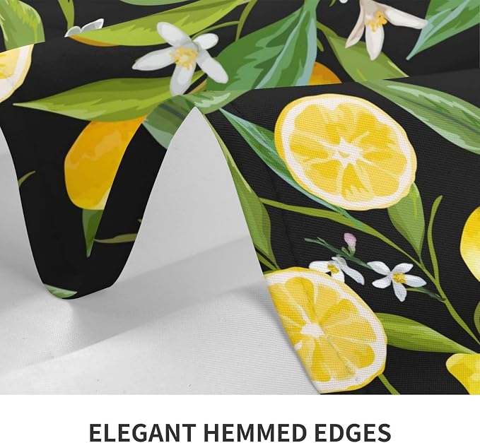 Rectangle Table Cloth,Floral Pattern Lemon Fruits Background Tablecloths Stain Resistance Water Repellent Washable Table Cover Decor for Home Kitchen Dining Party Patio Indoor and Outdoor 60"x 84"