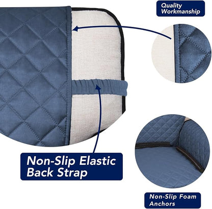 PureFit Reversible Quilted Couch Covers for Dogs Loveseat Sofa Cover 54" | Dark Blue/Light Blue, Water Resistant Couch Protector, Washable Pet Couch Cover with Non Slip and Elastic Straps For Kids