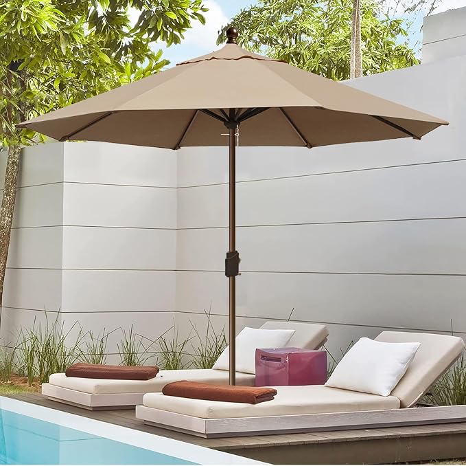EliteShade USA 10-Year-Non-Fading 10Ft Market Patio Umbrella, UPF 50+ UV Protection Performance Sun Umbrella, Heavy Duty Commercial Grade Outdoor Table Umbrella with Crank, Windproof Vented Top for Garden, Pool, Deck and Outdoor Playsets, No Tilt, Heat...