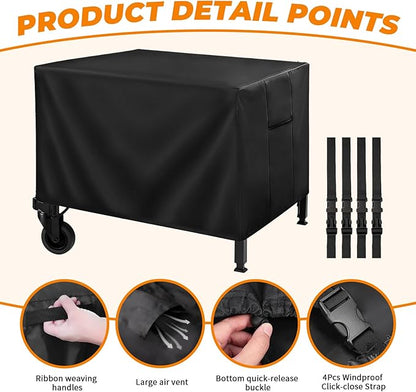POOLTALE Outdoor prep table cover 48x24x35IN for Dining Grill Cart, Planter Boxes Stand, Raised Garden Storage Cabinet Bed, Dining Kitchen Island Stainless Steel Table Waterproof Protective, Black