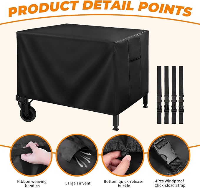 POOLTALE Outdoor prep table cover 54x23x35IN for Dining Grill Cart, Planter Boxes Stand, Raised Garden Storage Cabinet Bed, Dining Kitchen Island Stainless Steel Table Waterproof Protective, Black