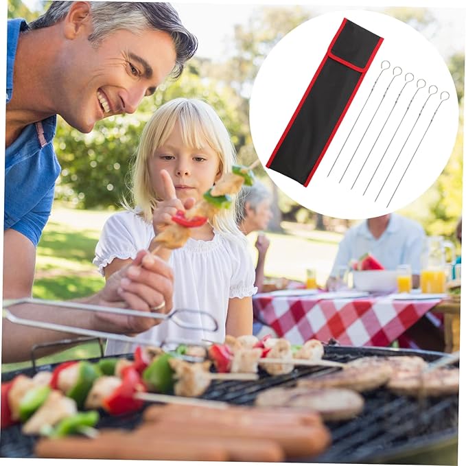 SHOWERORO Kabob Skewers for Grilling Waterproof Skewer Storage Bag Bbq Kit Barbecue Sticks Container Portable and Easy to Clean Great for Outdoor Indoor Use