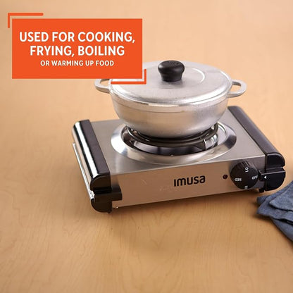 IMUSA USA GAU-80311 Electric Single Burner 1000-Watts, Stainless Steel, Silver (Pack of 3)