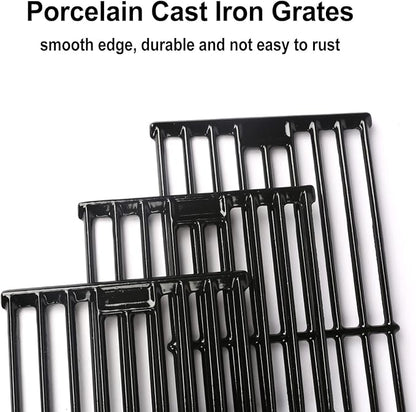 Hisencn Porcelain Cast Iron Cooking Grates for Char-Griller Duo 5050, 3001, 5650, 3008, 3030, 3725, 4000, 2121, King Griller 3008 5252, 19.75 inch Coated Cast Iron Grill Grids Replacement