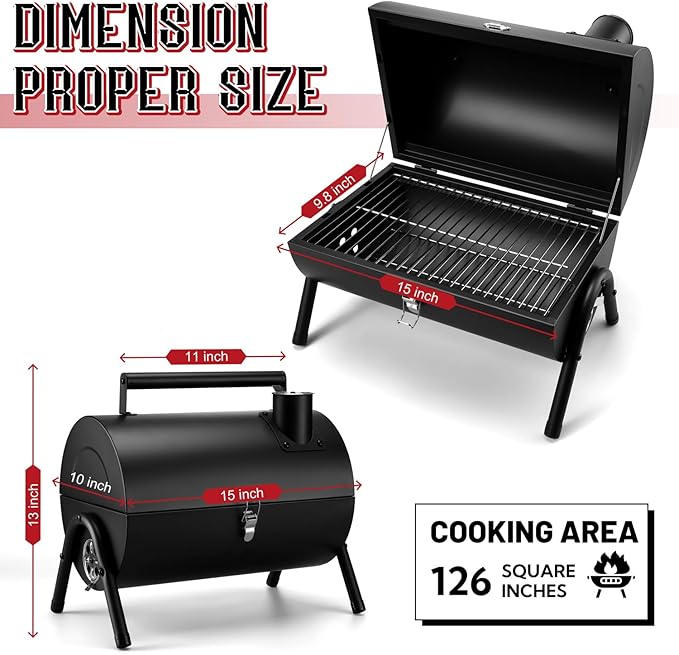 Coliware Portable Outdoor Tabletop Charcoal Grill, Multi-Functional Food-Safe Barbecue Smoker for Backyard Camping Picnics Beach, Compact & Heavy Duty