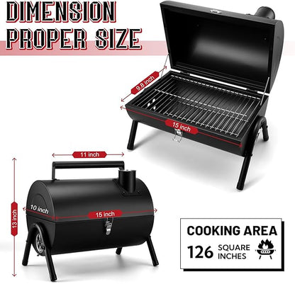 Coliware Portable Outdoor Tabletop Charcoal Grill, Multi-Functional Food-Safe Barbecue Smoker for Backyard Camping Picnics Beach, Compact & Heavy Duty