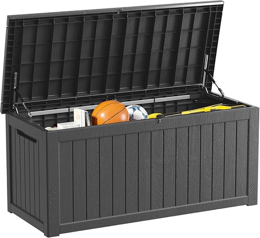 Outdoor Storage Box 270GAL Waterproof Resin Deck Box,UV-Resistant Lockable Delivery Bin for Garden Tools,Large Patio Outside Cushions,Pool Accessories Supplies,Chest,Furniture,Package,Black