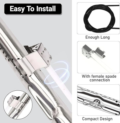 Uniflasy Grill Replacement Parts for Charbroil Advantage Series 4 Burner 463344116 466344116 Gas Grills, Stainless Steel G432-8M00-W1 Burner Tube, G361-0003-W1 Heat Plate, Adjustable Crossover Tube