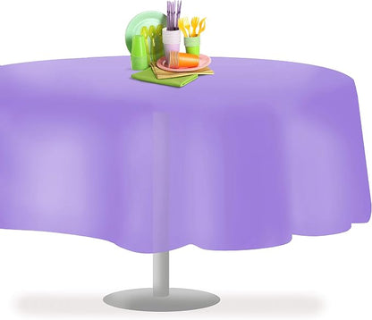 Grandipity 12 Pack Premium Disposable Plastic Tablecloth 84" Inch Decorative Round Table Cover - Lavender