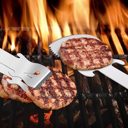 Jingmore 2 Pcs Guitar Gifts for Dad Men Father's Day Grill BBQ Guitar Gift Spatula Tong Fork Heavy Duty Stainless Steel Barbecue Utensils Grilling Accessories Set for Music Lover Enthusiast Birthday