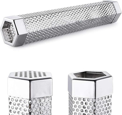 Smoker Tube - 2 Pack 12 inches Stainless Steel BBQ Wood Pellet Tube Smoker for Grills or Smokers, 2x Smoke Tubes with 4 S Shape Hooks and 1 Cleaning Brush