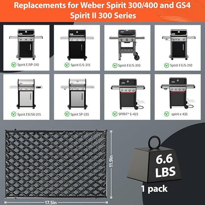 17.5" Dual Sided Diamond Sear Grill Grates for Weber Spirit 300/400 & Spirit II 300 Series, E/S-310 E/S-320 E/S-330, Spirit 700, Genesis Silver/Gold B/C, Porcelain Enameled Cast Iron Replacement Grate