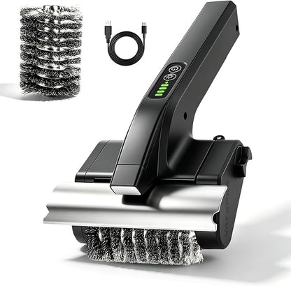 Electric Grill Brush, High Torque BBQ Bristle-Free Cleaner – Rechargeable Cordless with LED Light, Splash Guard & Scraper, Heavy Duty Grill Cleaner Tool for Outdoor Grill, Gift for Men Dad