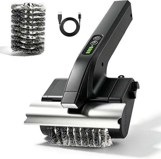 Electric Grill Brush, High Torque BBQ Bristle-Free Cleaner – Rechargeable Cordless with LED Light, Splash Guard & Scraper, Heavy Duty Grill Cleaner Tool for Outdoor Grill, Gift for Men Dad