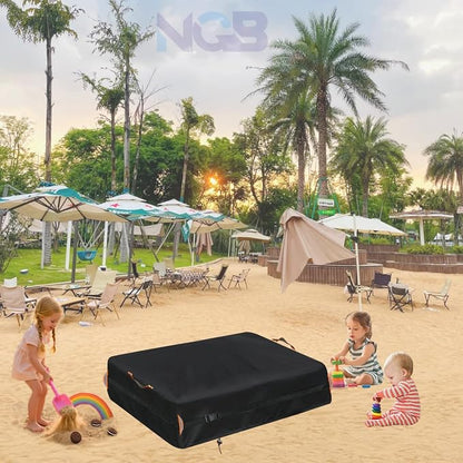 Outdoor Turtle Sandbox Cover, Square Kids Sand Box Covers Waterproof and Windproof, Children's Large Sandboxes Cover Sandproof.44 Lx40 Wx10 H,Black.