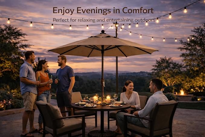 Treasure Garden Octagonal 9 ft Patio Umbrella - Outdoor Furniture Table Umbrella – Push-Button Tilt – Bronze Aluminum Frame (Obravia2, Lemon)