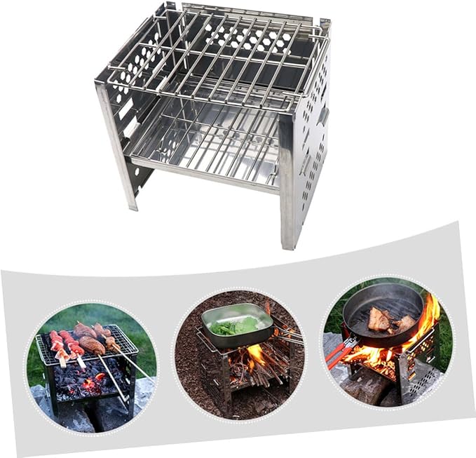 Kisangel Portable Charcoal Grill Bbq Grill for Camping Outdoor Garden Sturdy Grate Lightweight Easy Assembly