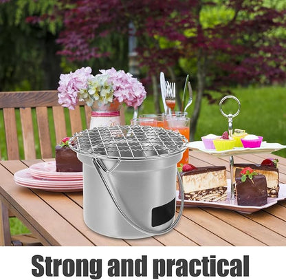 Small Grill: Stainless Steel Small Bbq Grill For Outdoor Camping Picnic Table - Portable Charcoal Barbecue Stove For Backyard Picnic Camping