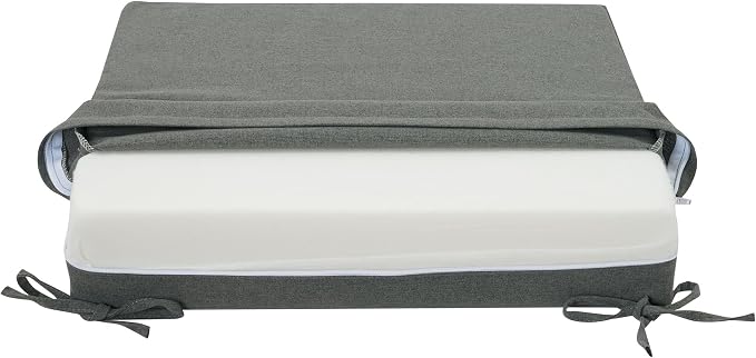 Magpie Fabrics Indoor Outdoor Cushion Cover Replacement 2 Pack, NO Insert! Water Repellent Slipcover with Ties Decor for Patio Garden Chair Sofa Bench Wicker(Dark Grey, 24x24x4 Inch)