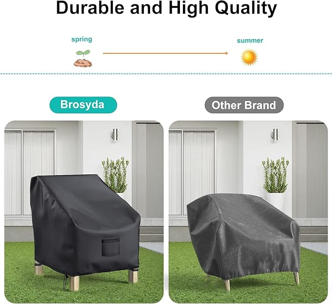2 Pack Outdoor Patio Chair Covers Waterproof 40"Wx40"Dx36"H, Black | Patio Furniture Covers Protect from Rain, Dust & UV; Heavy-Duty Oxford Fits Lounge, Deep Seat & High Back Chairs on Lawns