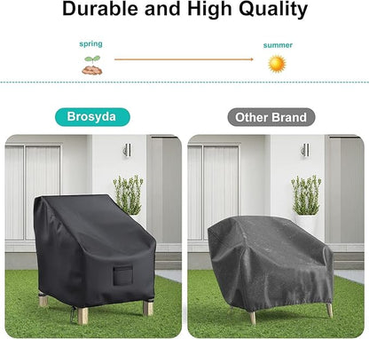 2 Pack Outdoor Patio Chair Covers Waterproof 40"Wx40"Dx36"H, Black | Patio Furniture Covers Protect from Rain, Dust & UV; Heavy-Duty Oxford Fits Lounge, Deep Seat & High Back Chairs on Lawns