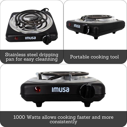 IMUSA Mini Compact 1000W Single Coil Electric Hot Plate Portable Burner