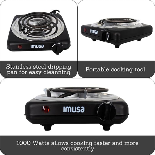 IMUSA Mini Compact 1000W Single Coil Electric Hot Plate Portable Burner